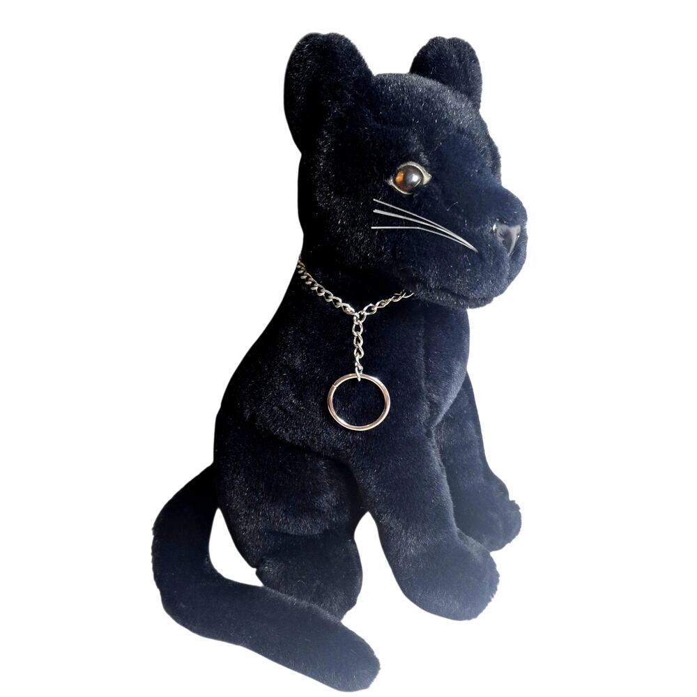 Vintage 1986 Dakin Black Panther Stand Alone Plush Stuffed Animal Cat 12.5"